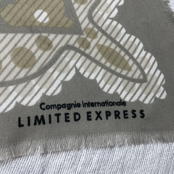 Express Limited Gray Tan Paisley Square Scarf Vintage Fringe 31” x 31" - Picture 3 of 8